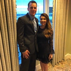 Black and blue lace Parker dress